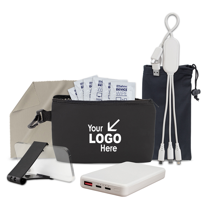 9 pcs Tech Kit in Black Mesh Zipper Pouch